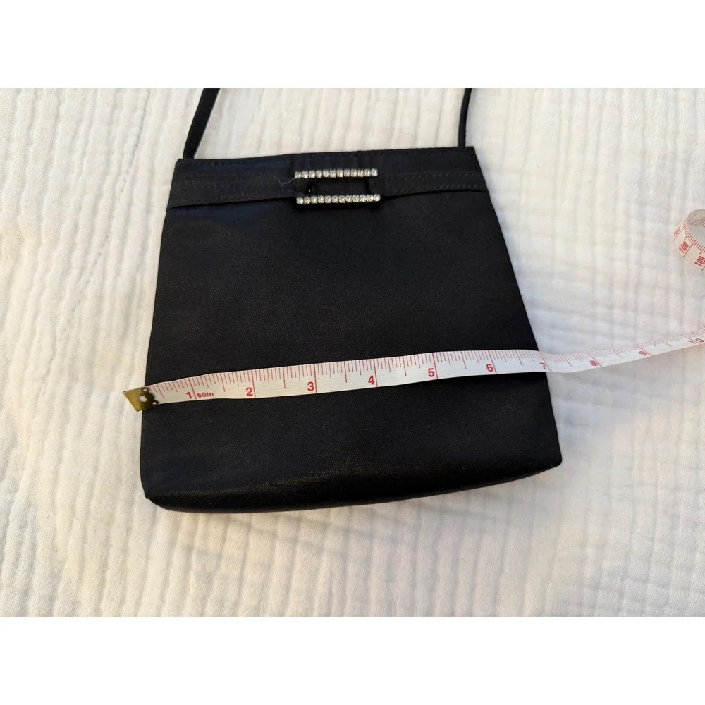 Gunne Sax Y2K Style Black Satin Evening Bag Rhinestone‎ Buckle Mini